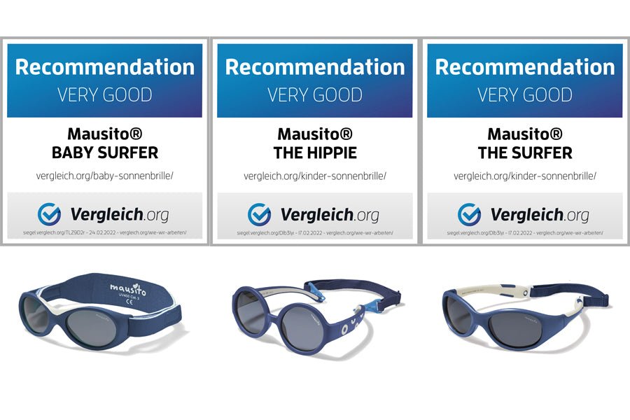 Mausito Sonnenbrillen bei vergleich.org mit "SEHR GUT" ausgezeichnet - MAUSITO - Kindersonnenbrillen für Jungen und Mädchen